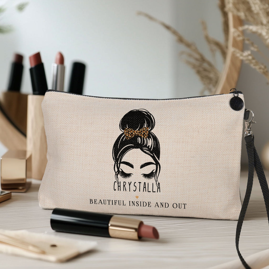 Girl With Bun Hair - Make Up Bag - GOTShirts