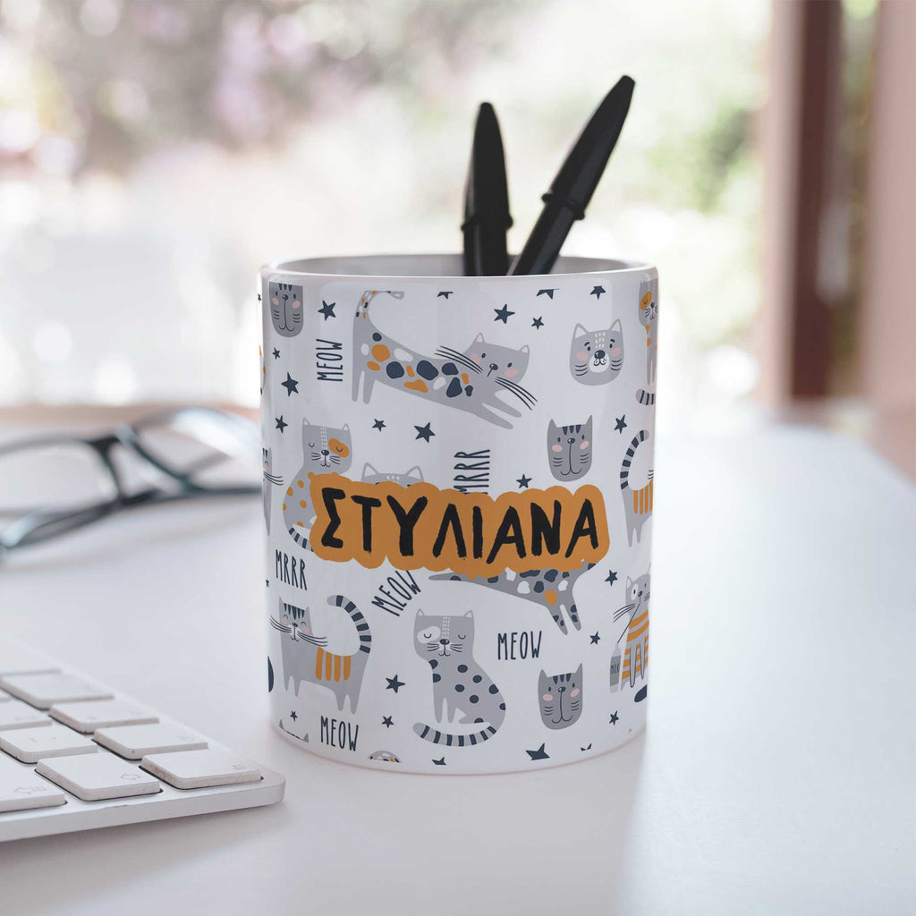 Cats Pattern - Ceramic Pencil Holder - GOTShirts