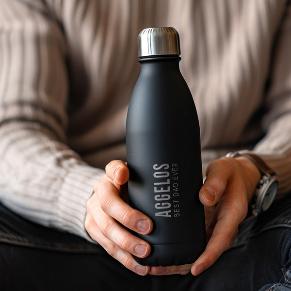 Best Dad Ever - Engraved Black Bowling Bottle 500ml - GOTShirts