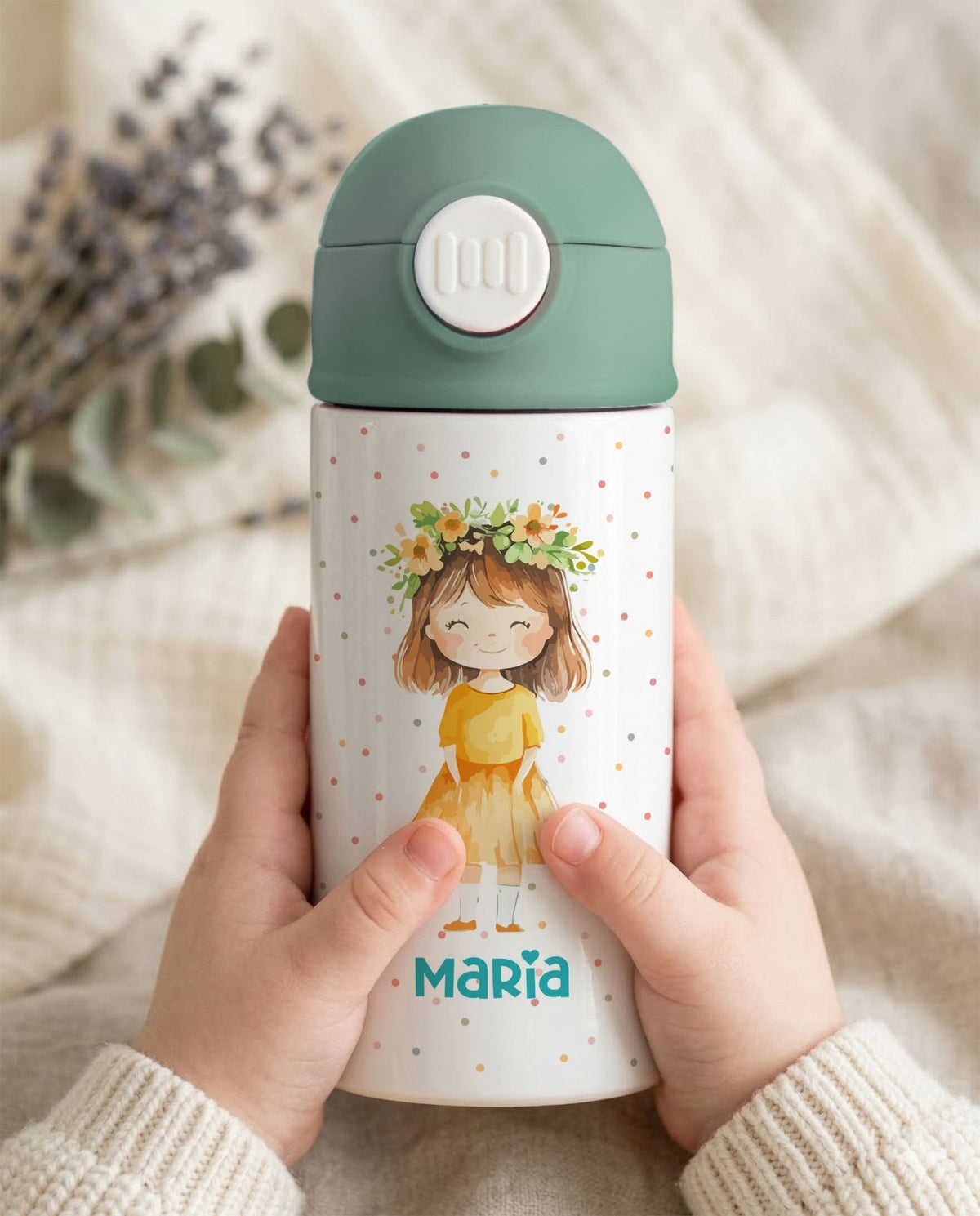 Flower Girl - Double Wall Colored Water Bottle - GOTShirts