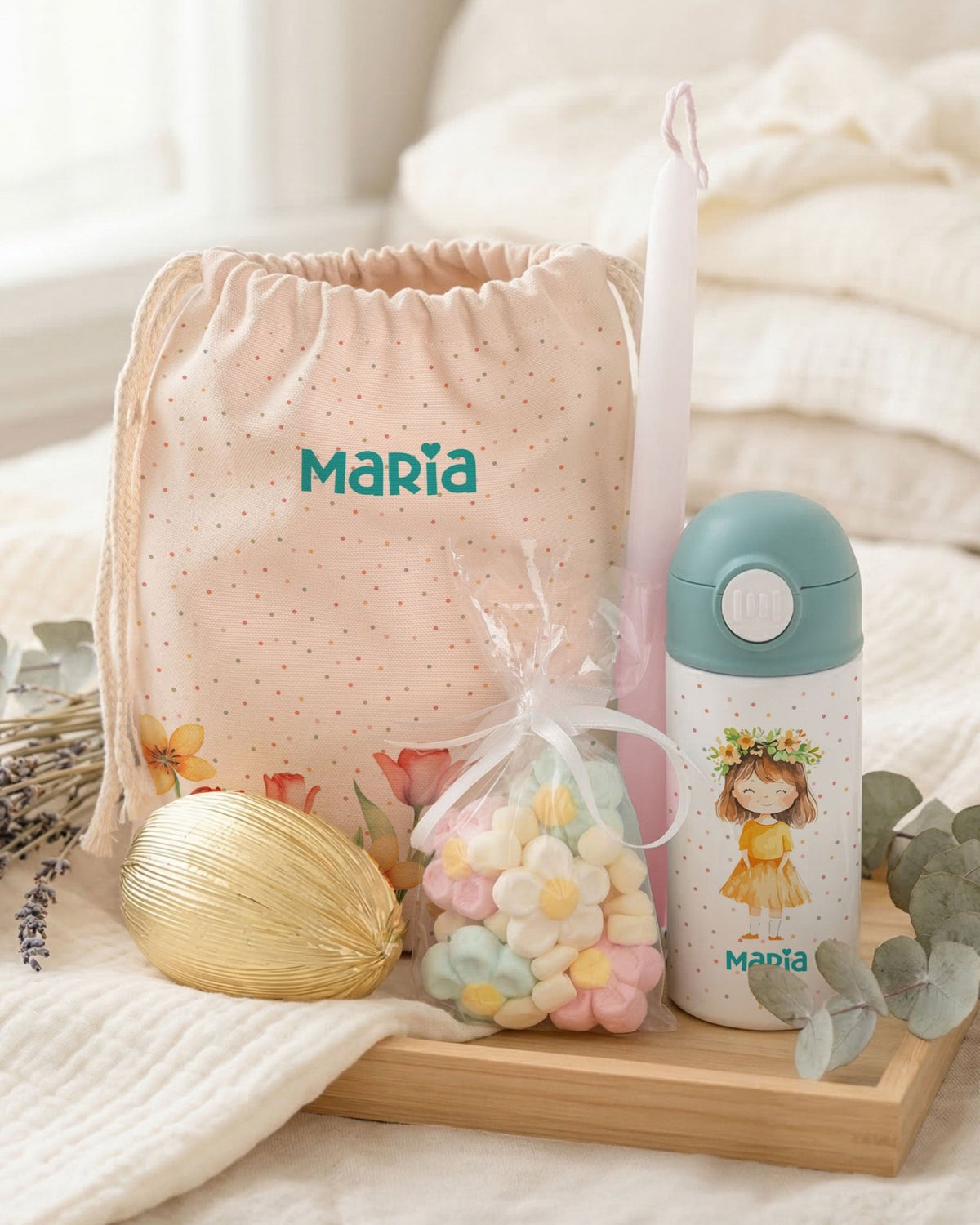 Spring Flowers - Double Wall Bottle & Pouch Gift Set - GOTShirts
