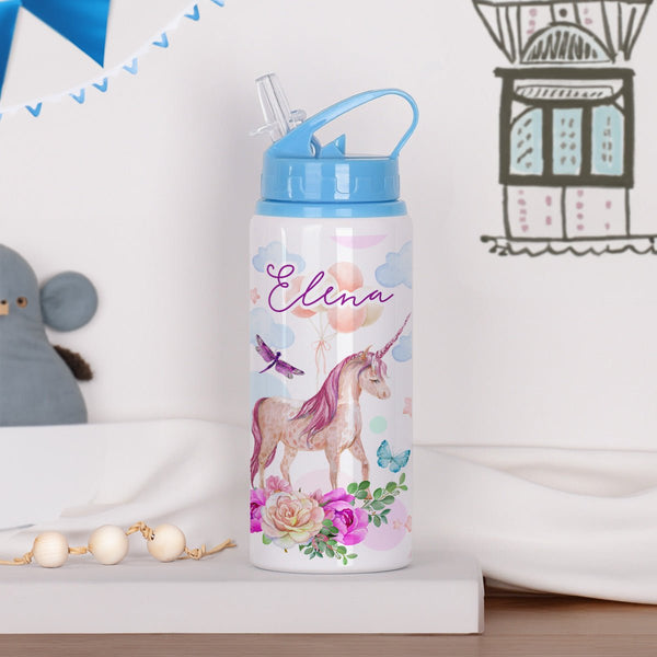 Unicorn & Flowers - Kids Aluminum Bottle 600ml - GOTShirts