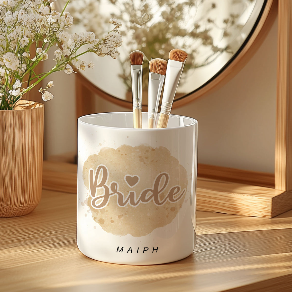 Watercolor Bride - Ceramic Makeup Brush Holder - GOTShirts