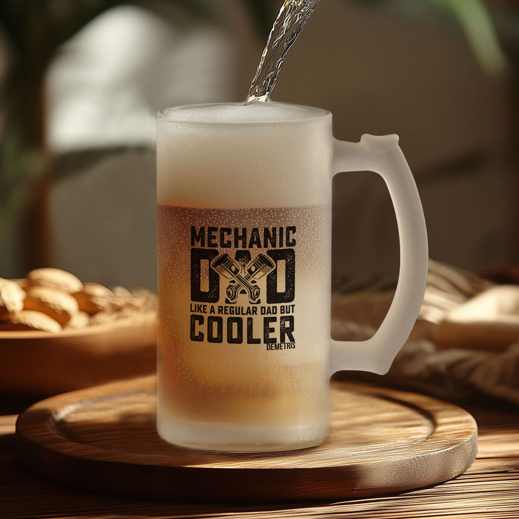 Mechanic Dad - Frosted Beer Glass - GOTShirts