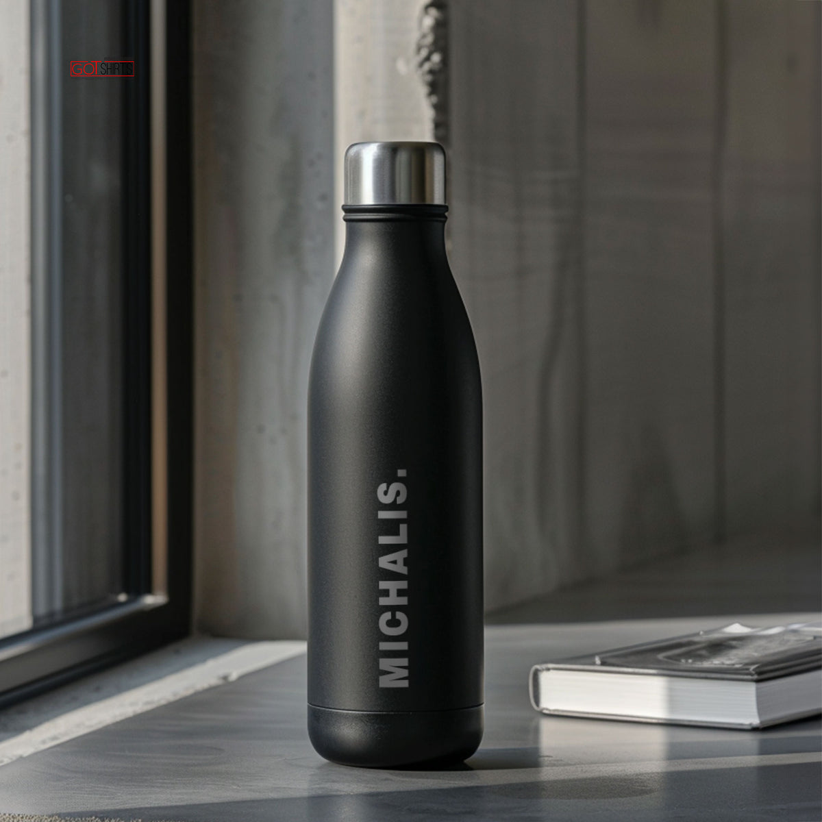 Name - Engraved Black Bowling Bottle 500ml - GOTShirts