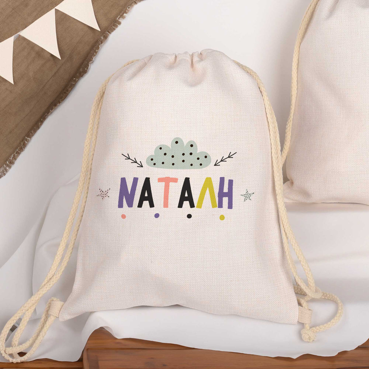 Colorful Name - Drawstring Bag Linen - GOTShirts