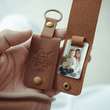 A Son's First Hero, A Daughter's First Love - Leather Engraved Keyring With Photo Inside - GOTShirts