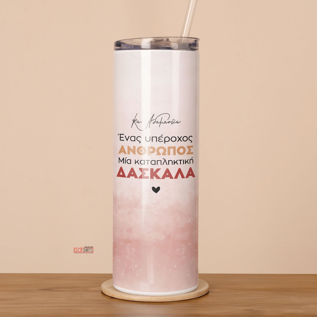 An Amazing Person, A Wonderful Teacher - Stainless Steel Skinny Tumbler With Straw - GOTShirts