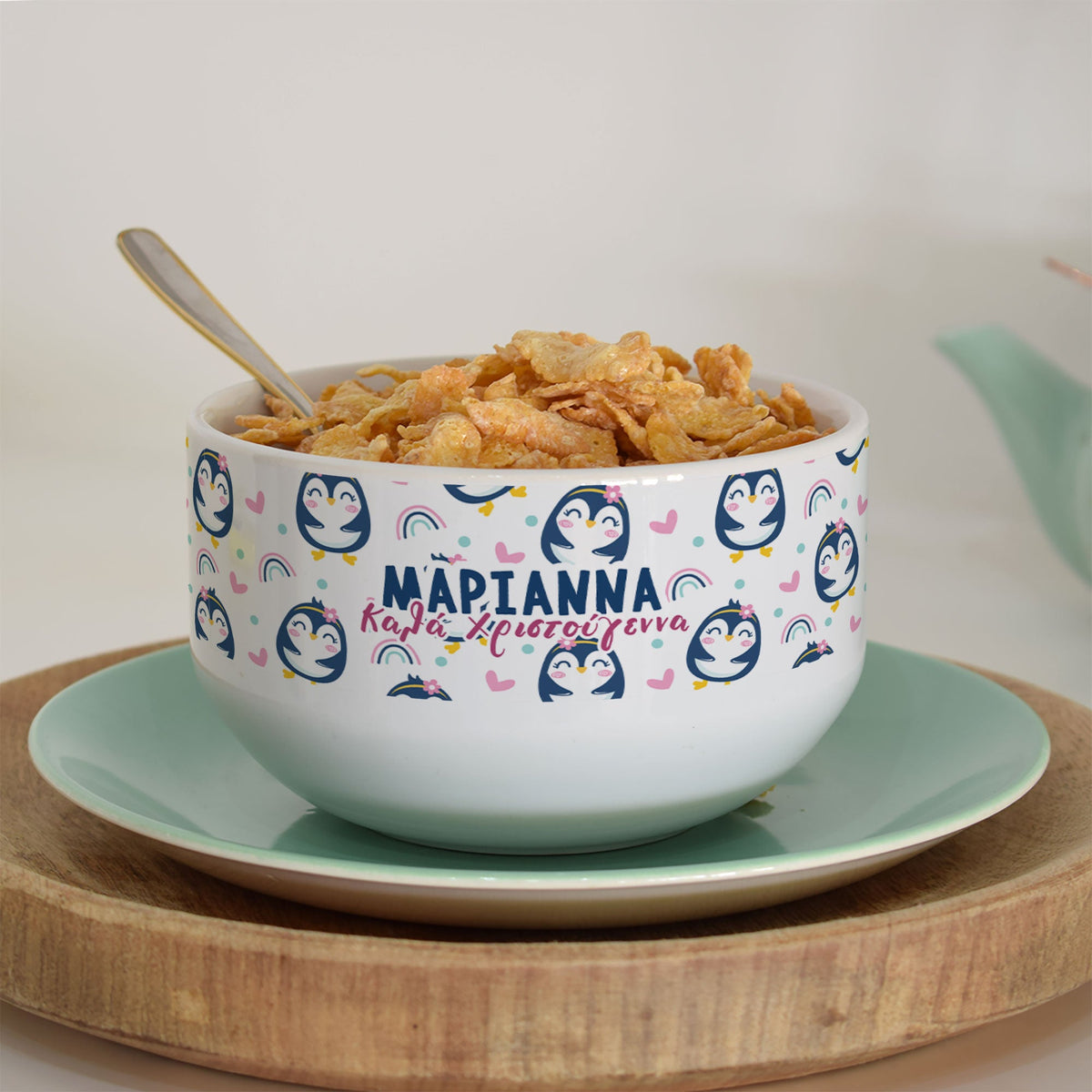 Christmas Penguin - Personalized Ceramic Bowl - GOTShirts