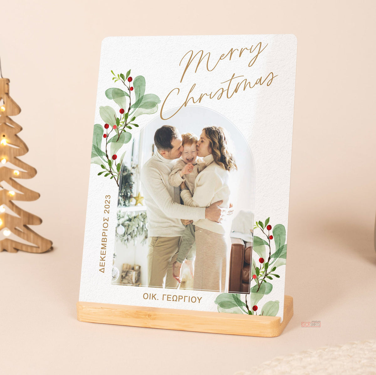 Christmas Family - Bamboo Stand Frame - GOTShirts