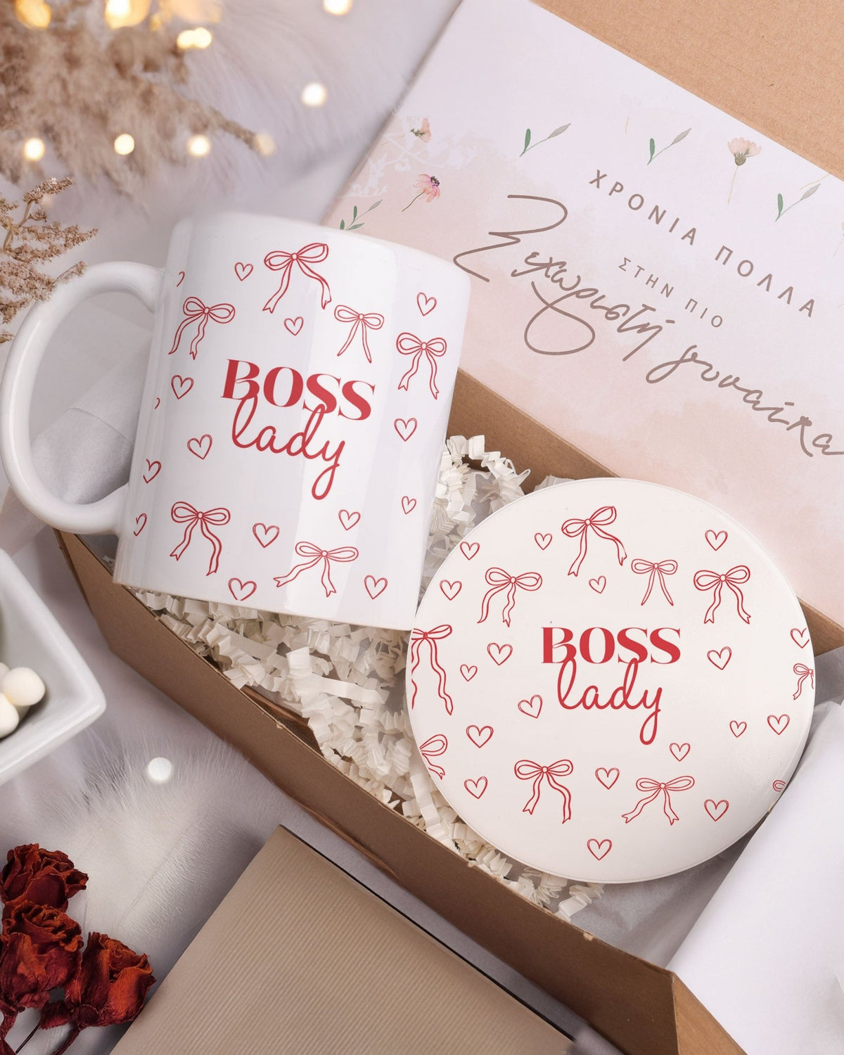 Boss Lady - Ceramic Mug 11oz & Coaster Gift Box - GOTShirts