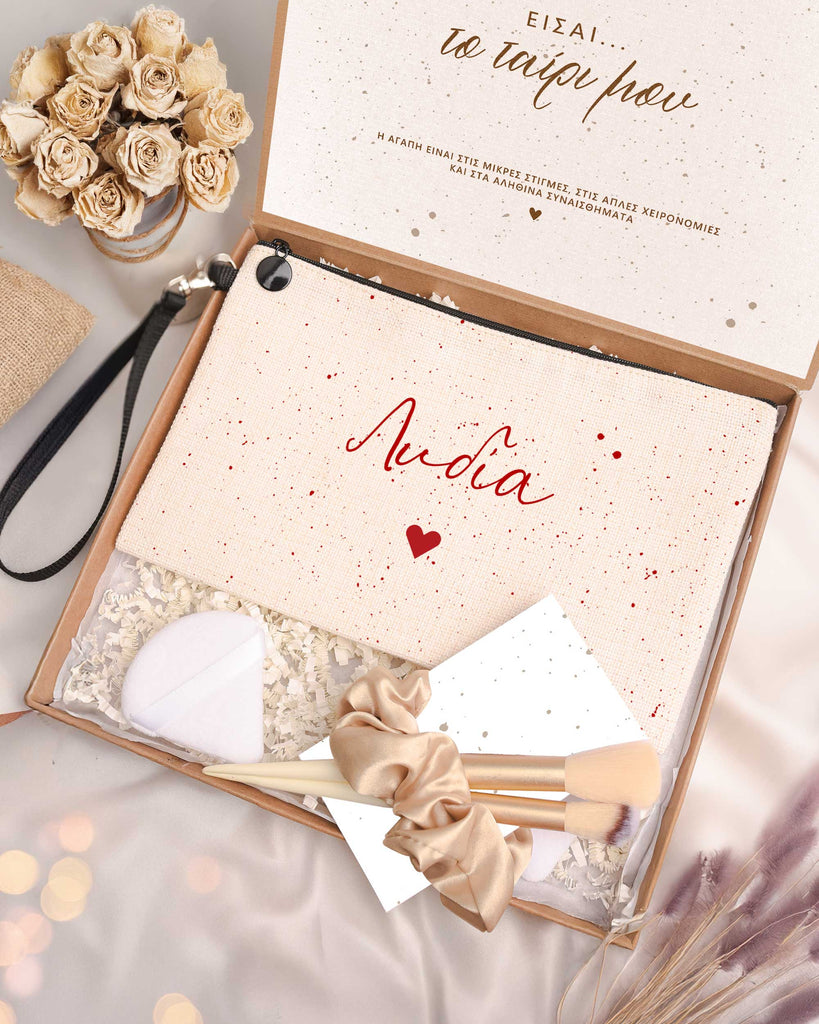 Name & Red Speckles - Makeup Bag Gift Box - GOTShirts