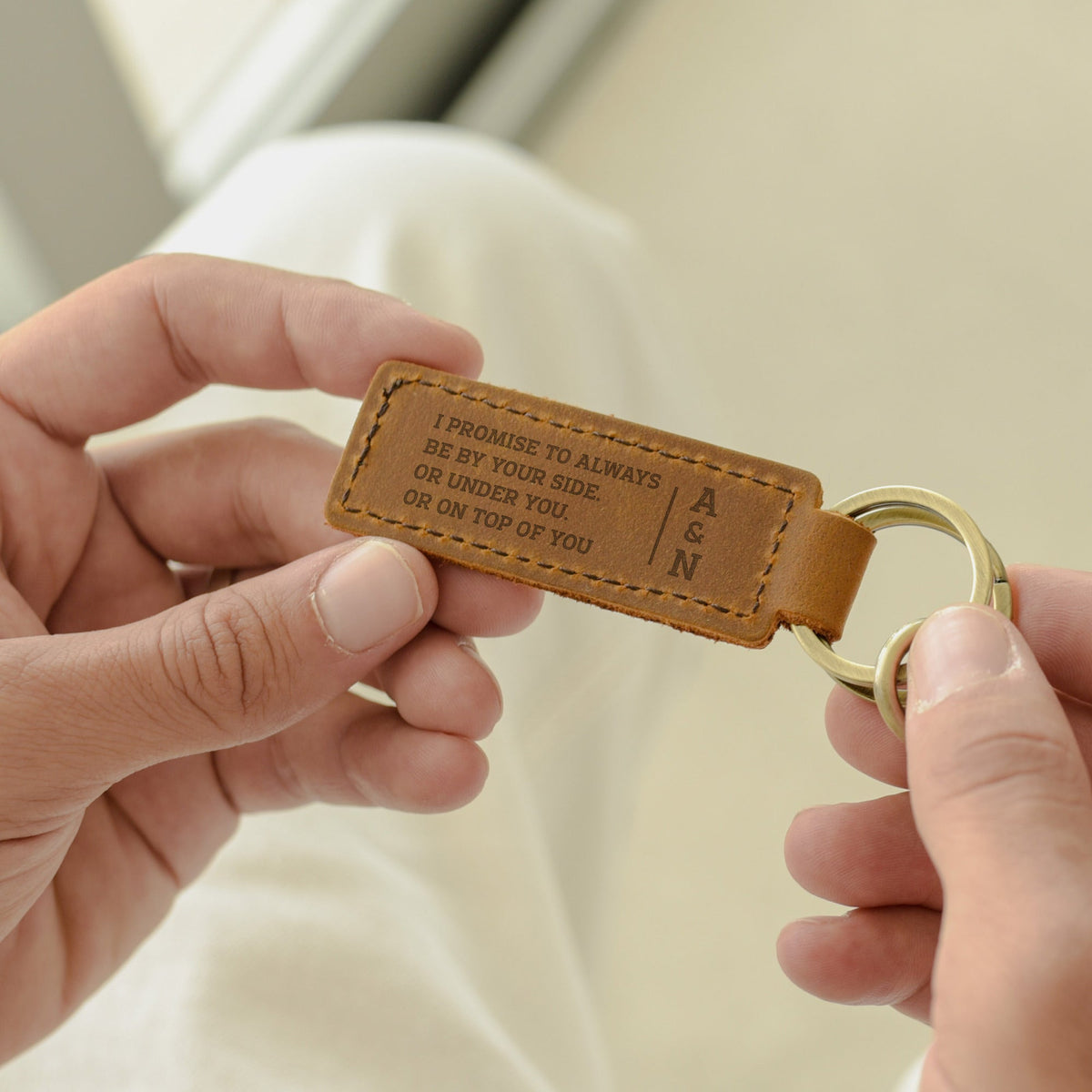 Always By Your Side - Engraved Leather Keyring - GOTShirts