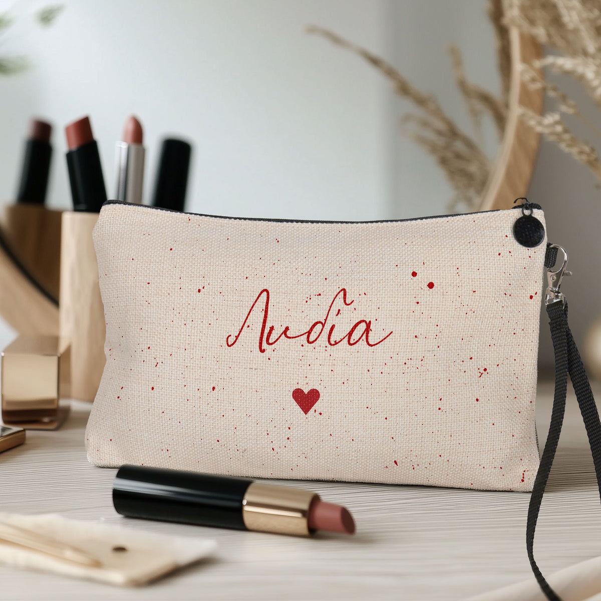 Name & Red Speckles - Makeup Bag Gift Box - GOTShirts