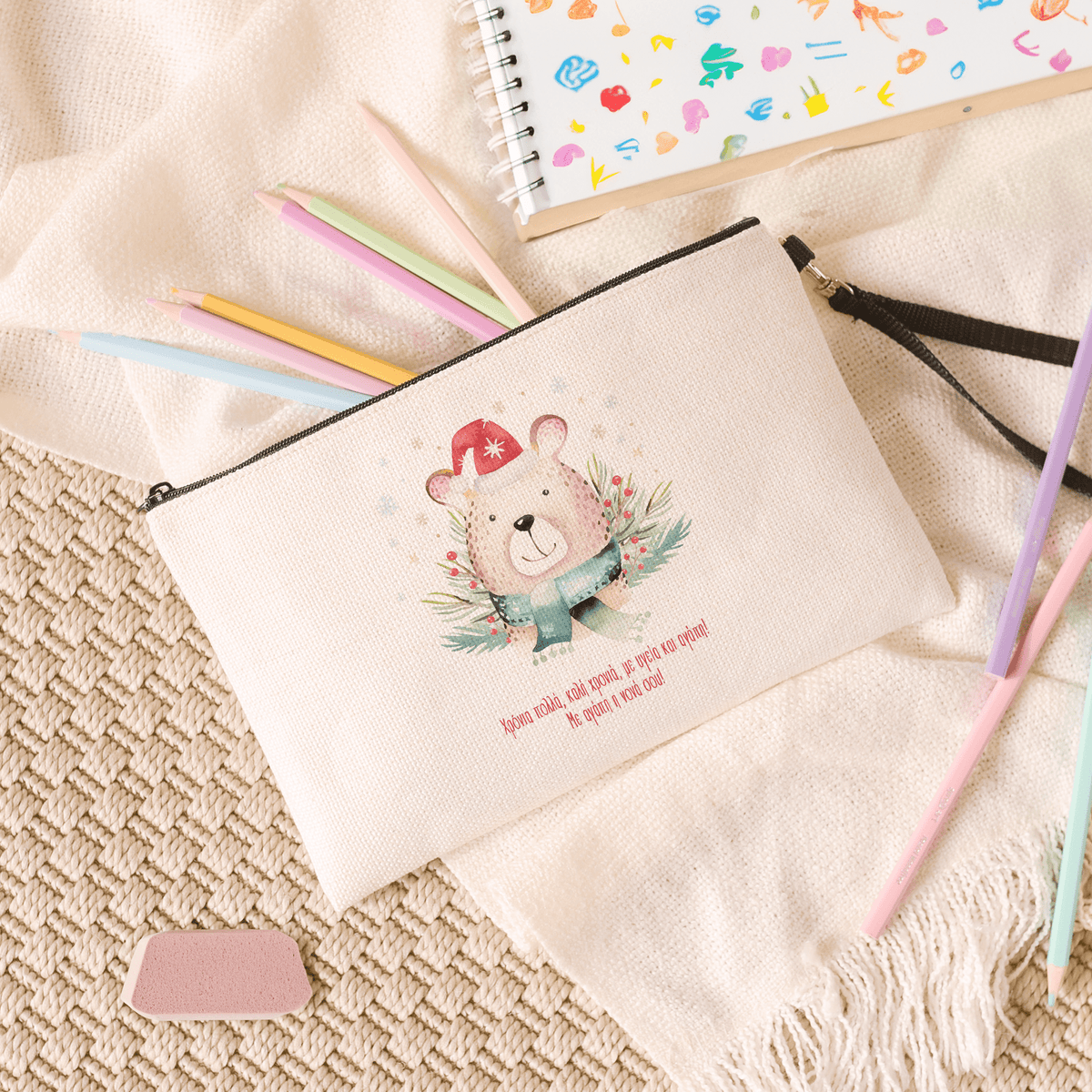 Merry Christmas Form Your Godmother - Linen Pencil Case - GOTShirts