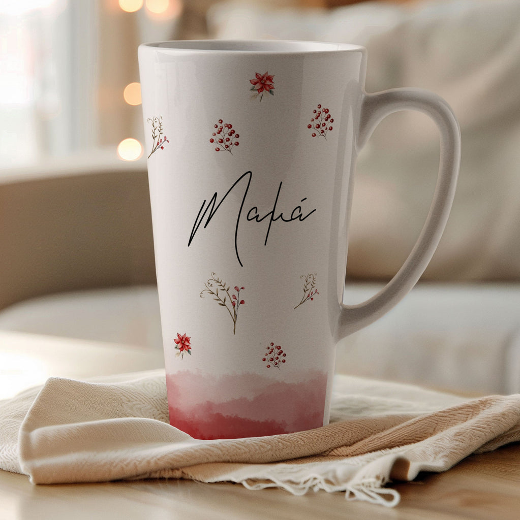 Red Flowers Pattern - Tall Latte Mug - GOTShirts