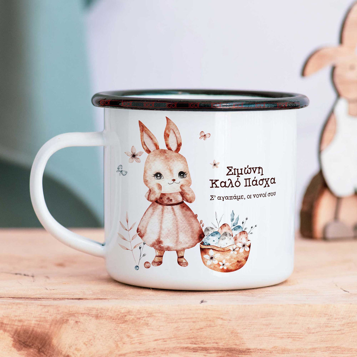 Pink Bunny - Enamel Mug - GOTShirts