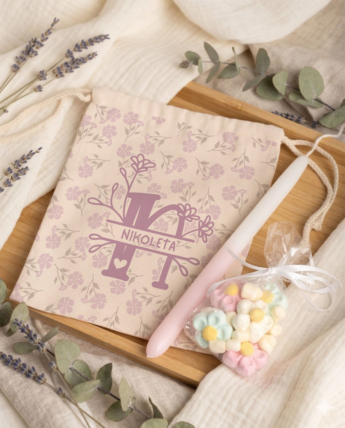 Spring Initial & Name Purple - Double Wall Bottle & Pouch Gift Set - GOTShirts
