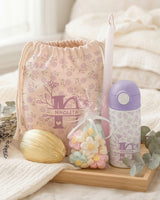 Spring Initial & Name Purple - Double Wall Bottle & Pouch Gift Set - GOTShirts