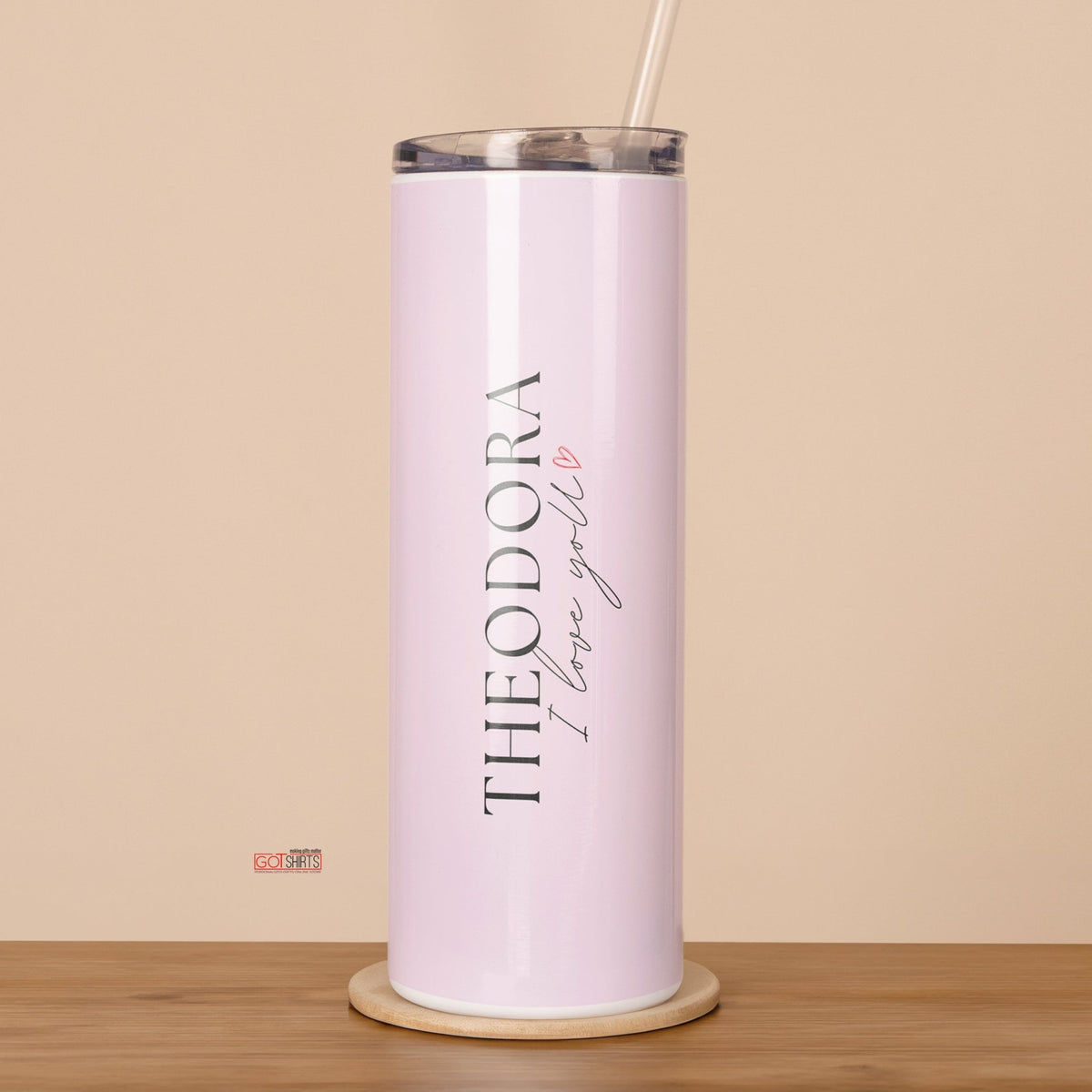 I Love You Pink - Stainless Steel Skinny Tumbler With Straw - GOTShirts