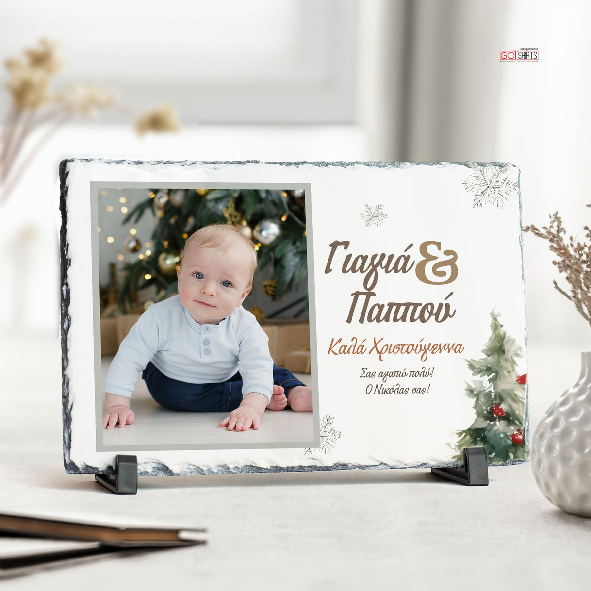 Merry Christmas Grandparents - Rock Photo Slate - GOTShirts
