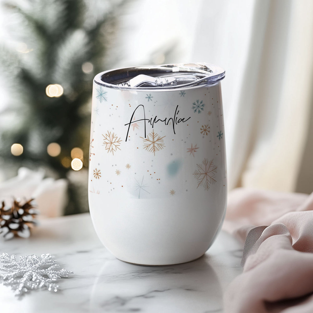 Snowflakes - Stainless Steel White Mug - GOTShirts