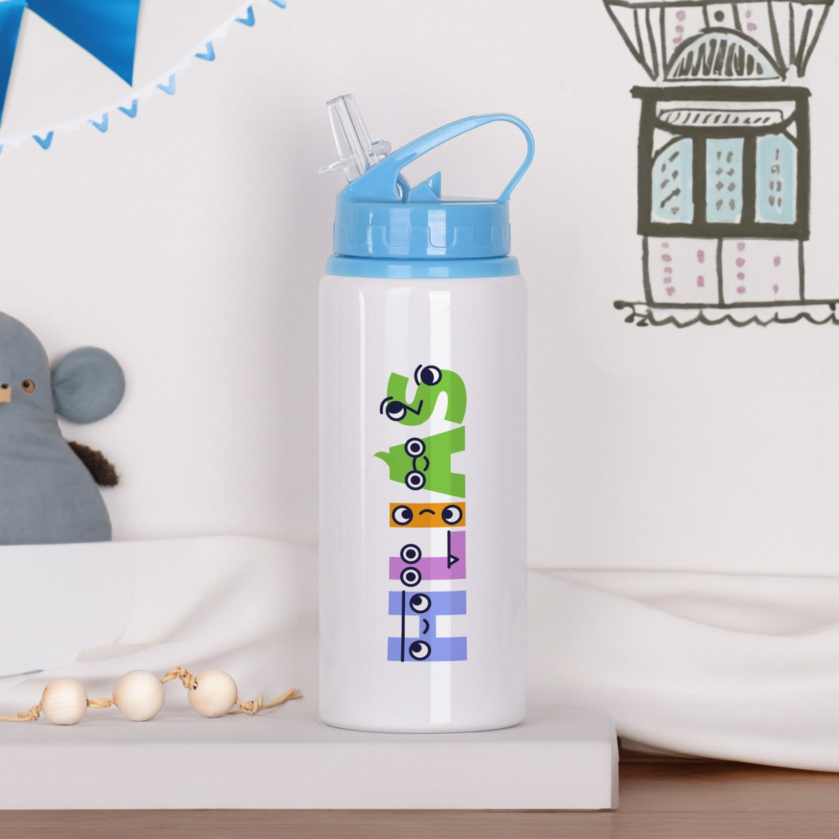 Smiley Letters - Kids Aluminum Bottle 600ml - GOTShirts