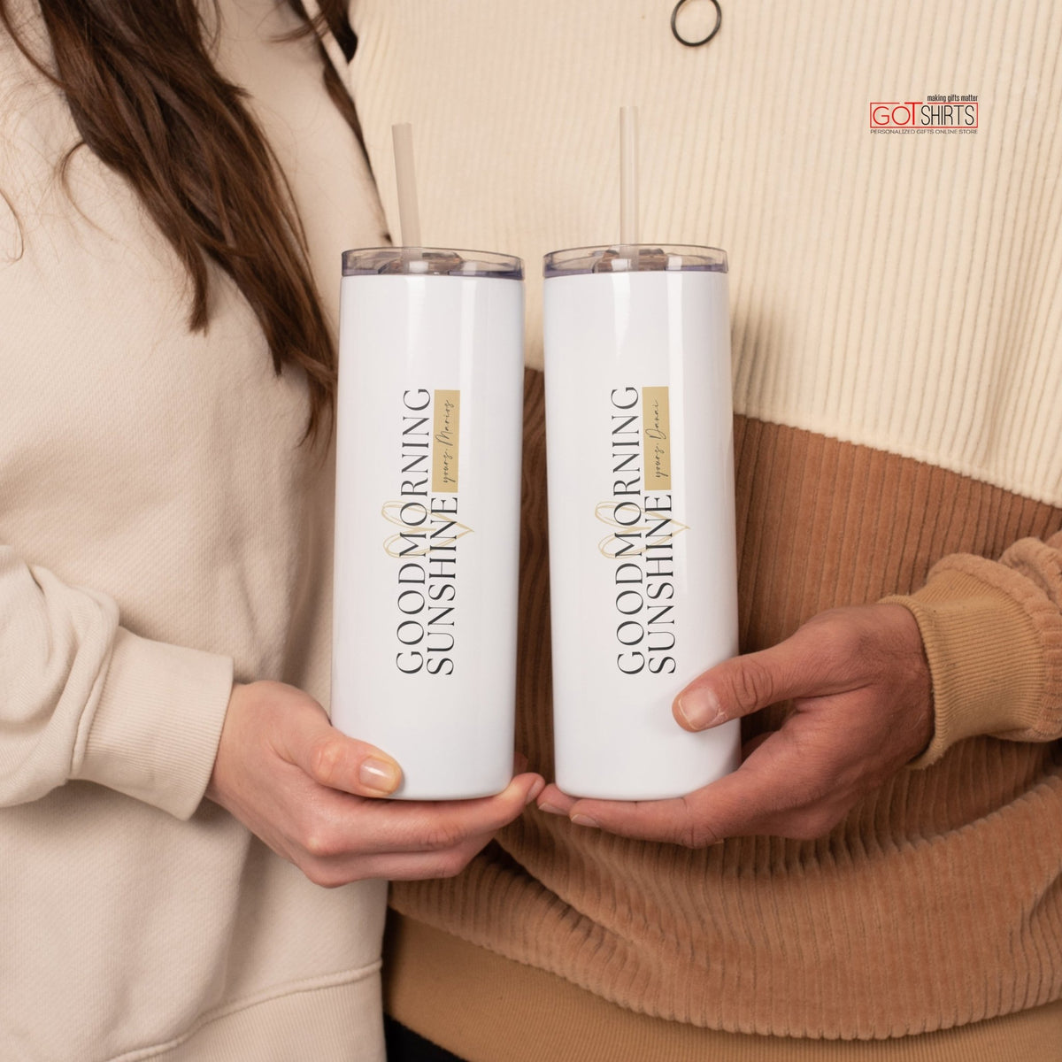 Goodmorning Sunshine - Stainless Steel Skinny Tumbler With Straw - GOTShirts