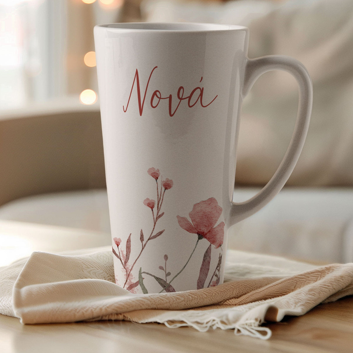 Pink Flowers Pattern Godmother - Tall Latte Mug - GOTShirts