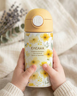 Yellow Flowers - Double Wall Colored Water Bottle - GOTShirts