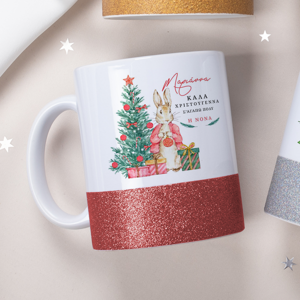 Red Bunny - Ceramic Glitter Mug