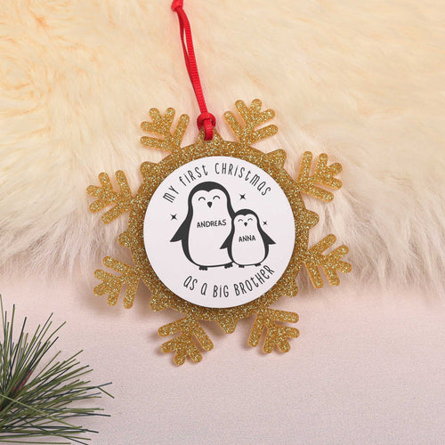 Penguins - Glitter Snowflake Ornament - GOTShirts