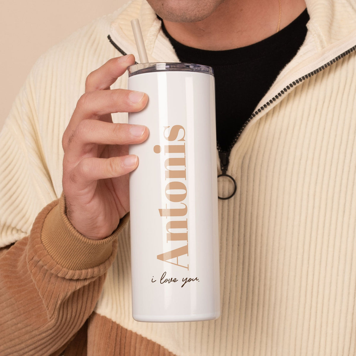 I Love You Orange - Stainless Steel Skinny Tumbler With Straw - GOTShirts