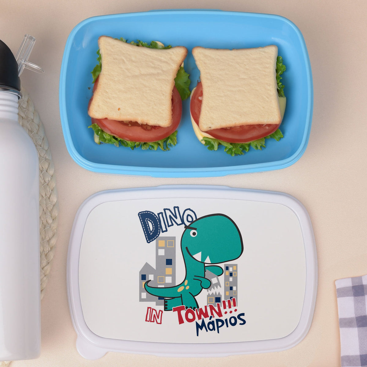 Dinosaur In Town - Plastic Lunch Box - GOTShirts