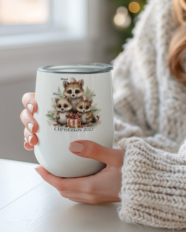 Christmas Animals Mom & Kids - Magnetic Puzzle & Wine Mug Gift Box - GOTShirts