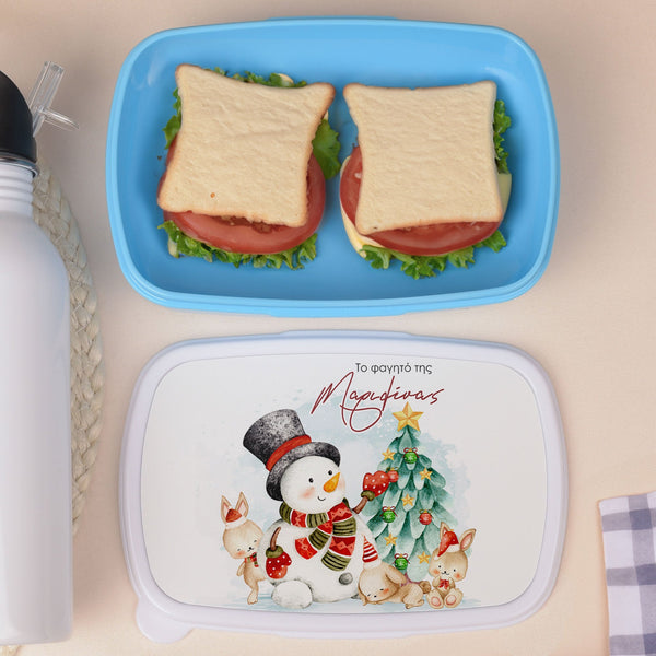 Snowman & Bunnies - Plastic Lunch Box - GOTShirts
