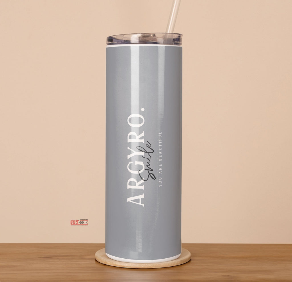 Smile You Are Beautiful Blue - Stainless Steel Skinny Tumbler With Straw - GOTShirts