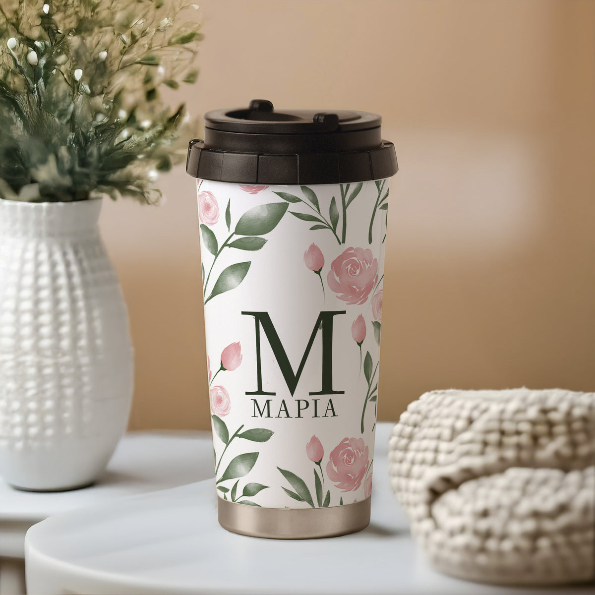 Pink Flowers Pattern - Stainless Steel Travel Mug - GOTShirts