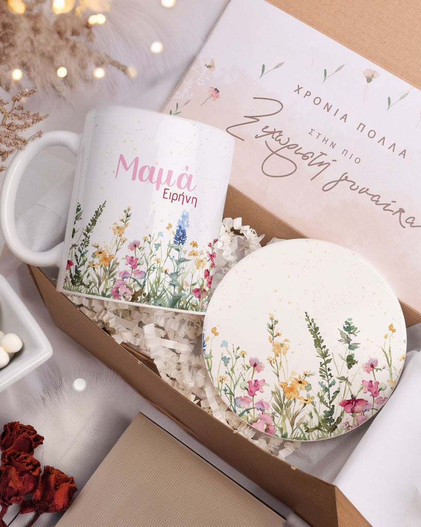 Colorful Flowers - Ceramic Mug 11oz & Coaster Gift Box - GOTShirts