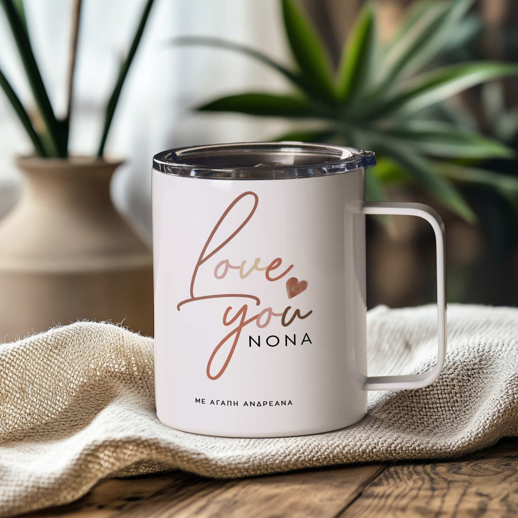Love You Godmother - Stainless Steel Mug With Handle - GOTShirts