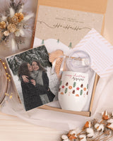Christmas Pattern - Magnetic Puzzle & Wine Mug Gift Box - GOTShirts