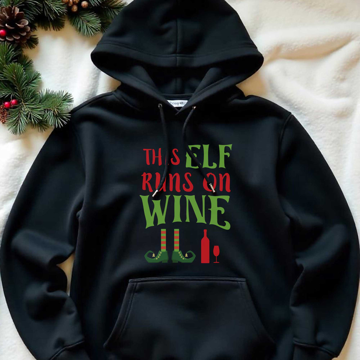 This Elf Runs On Wine - Hoodie - GOTShirts