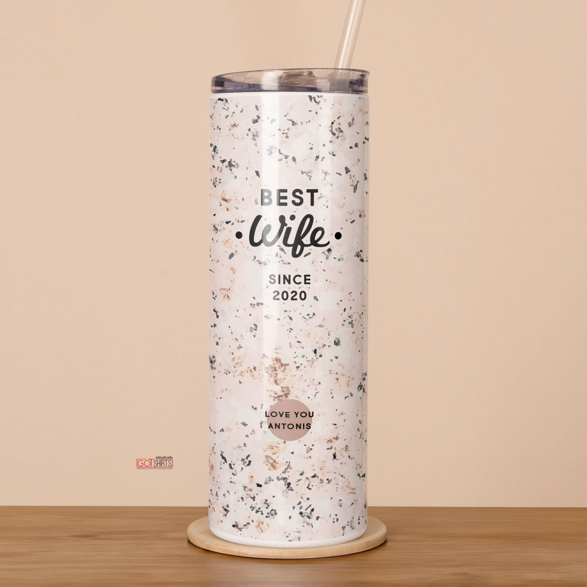 Best Wife - Stainless Steel Skinny Tumbler With Straw - GOTShirts