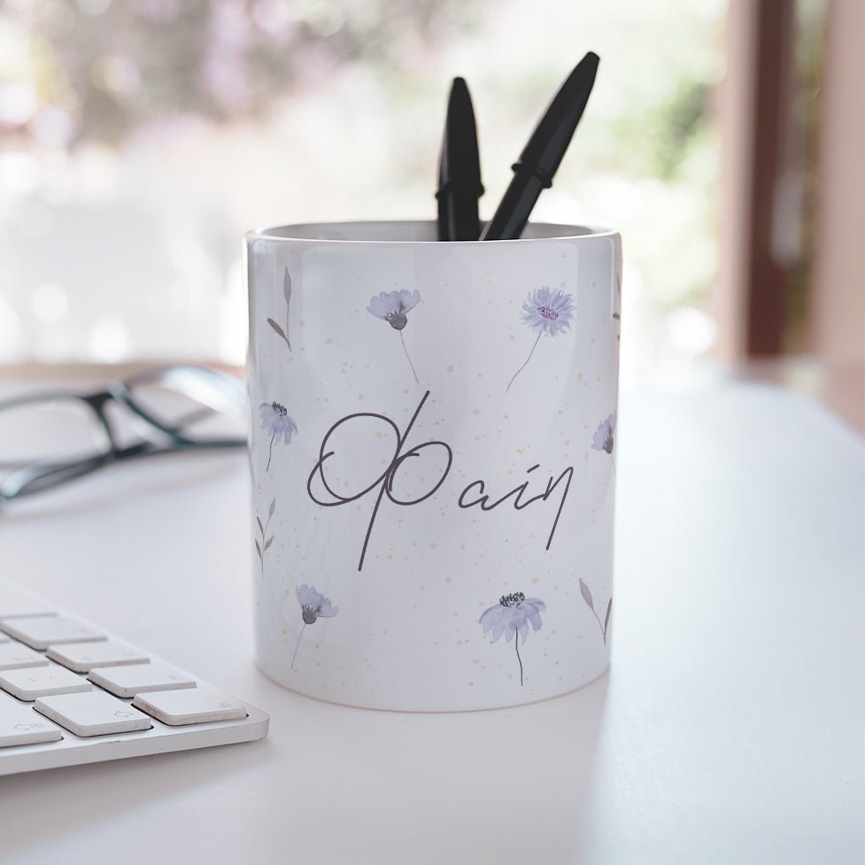 Purple Flowers - Ceramic Pencil Holder - GOTShirts