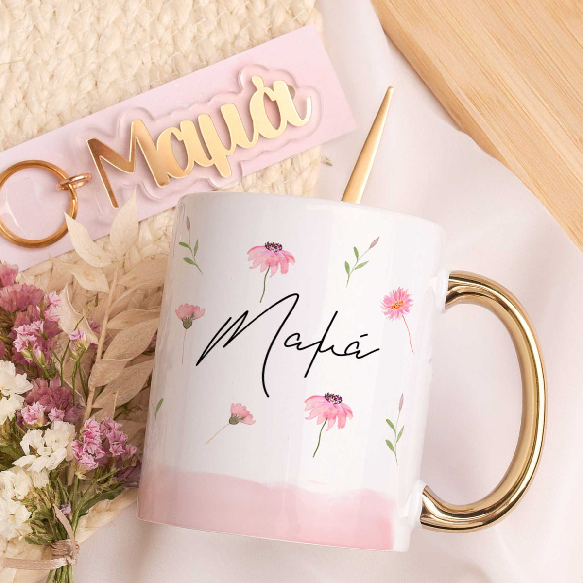 Pink Flowers - Mom's Gold Gift Box - GOTShirts