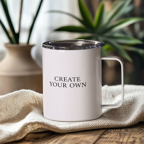 Create Your Own - White Stainless Steel Mug With Handle - GOTShirts