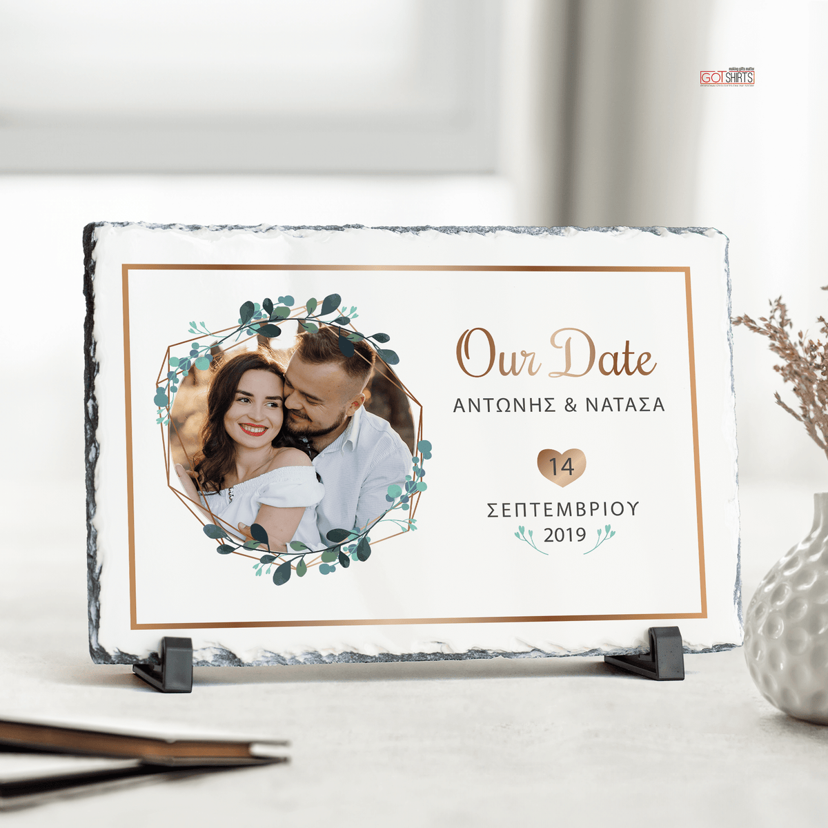 Our Date - Rock Photo Slate Horizontal - GOTShirts