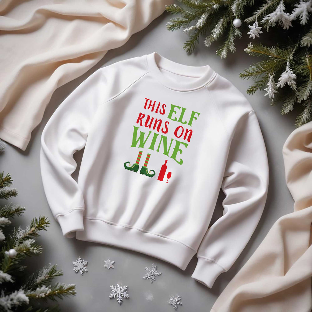 This Elf Runs On Wine Sweatshirt - GOTShirts