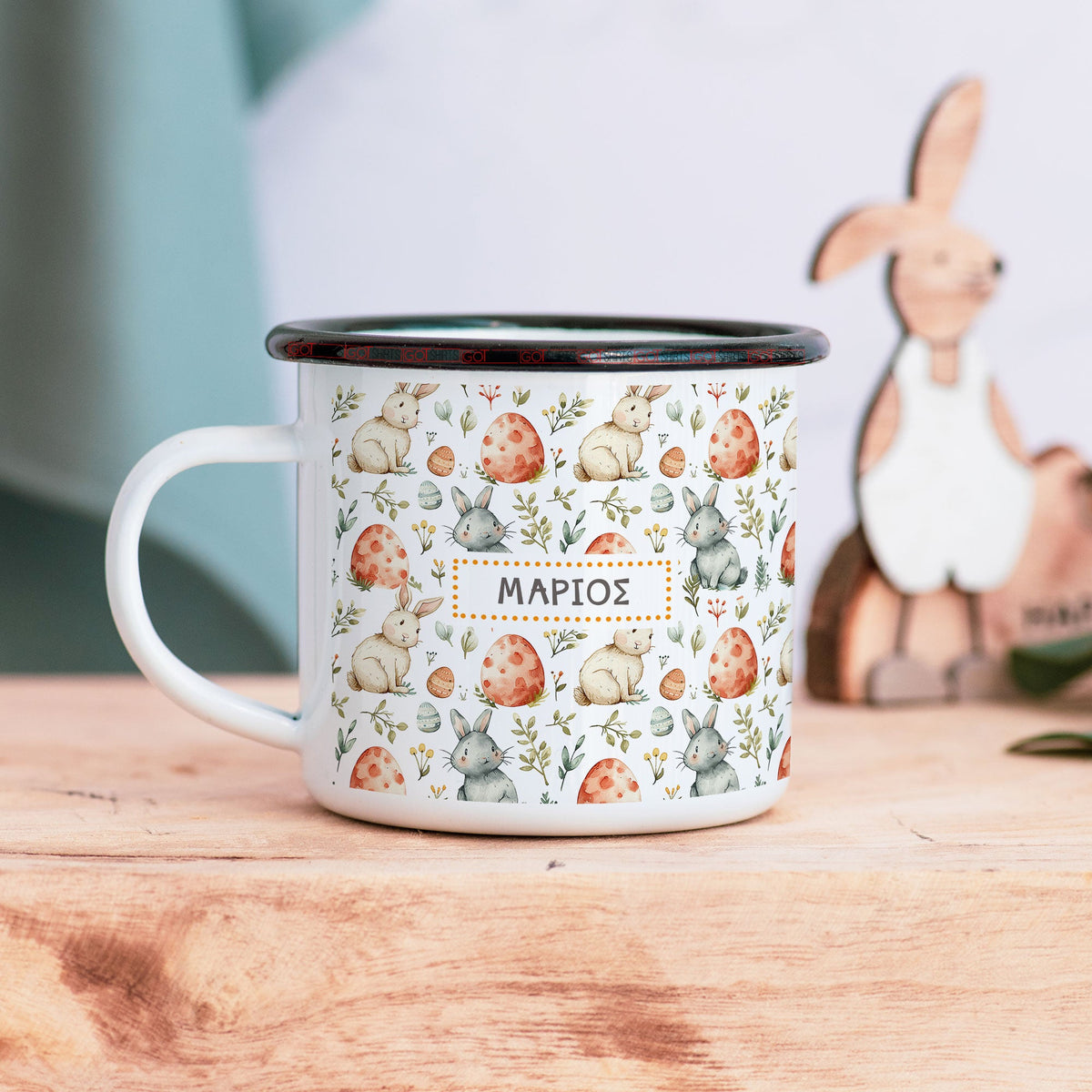 Vintage Easter Pattern - Stainless Steel Enamel Mug - GOTShirts