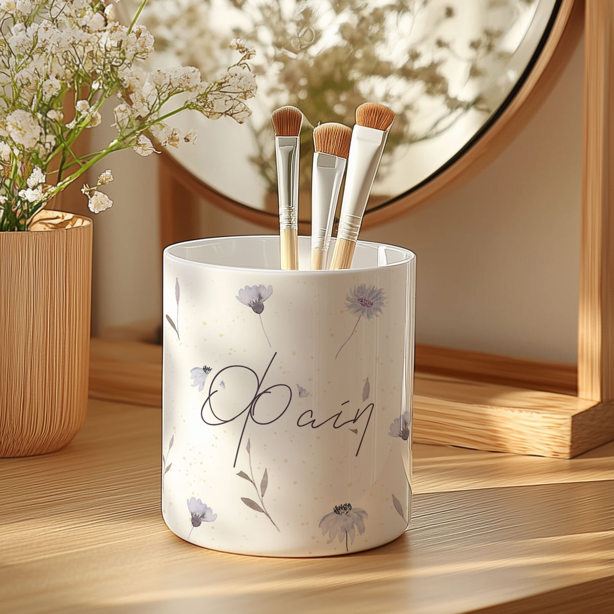 Purple Flowers - Makeup Brush Holder Gift Box - GOTShirts